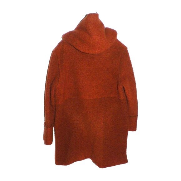 Women's One Size Mohair Distressed Sweater Jacket Hood Pumpkin Deep Orange - Picture 5 of 8